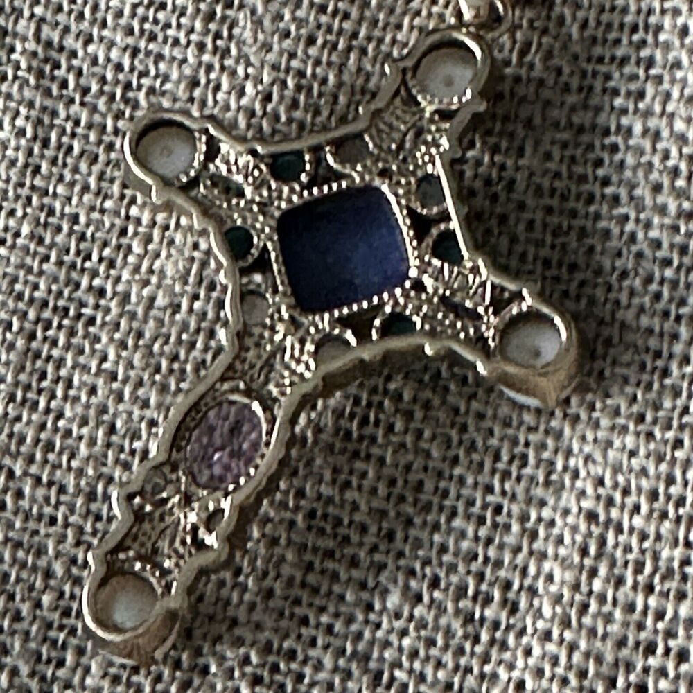 Nicky Butler Blue and Purple Cross Necklace - Picture 6 of 10